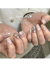 モナールアンド(MONNAL&)/ツイード×ビジューネイル