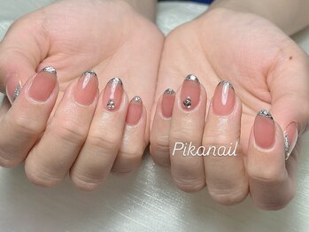 ピカネイル 上野 御徒町(Pika Nail)/ガラスフレンチxピンクx春