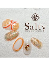 ネイルアンドアイラッシュサロン ソルティ 寺田町(salty)/オレンジネイル