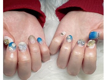 ジェー エス シー ネイル(J.S.C.nail)/成人式/桜/ブルー/グラデ