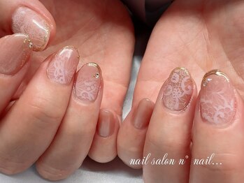 エヌド ネイル(n°nail...)の写真/今年流行りのレースアートで大人上品ネイルに♪肌なじみカラーで楽しむ大人レース♪
