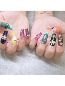 ネイルジョブ(NAIL JOB)/長さ出し×ジェルデザイン