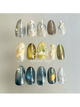 ソーネイル(Soo.nail)/4月定額ネイルシンプルデザイン