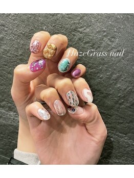 ハズグラスネイル(Haze Grass nail)/派手ネイル