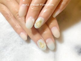 春の定額ネイル　押し花ブーケ