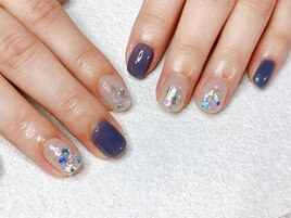 アースカラー×シェルネイル