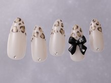 ジェミーネイル シンジュク(Jemiy nail shinjuku)/ヒョウ柄フレンチリボン￥8480