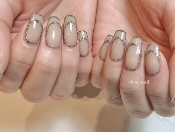 ディアネイル(dear.nail)/くりぬきラメフレンチ