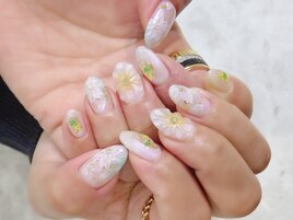 #ぷっくりお花#押し花#春ネイル