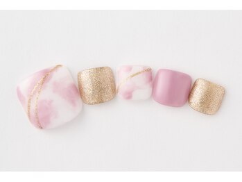 アトリエプラスエヌ(Atelier+N)/【フットネイル】ピンクタイダイ