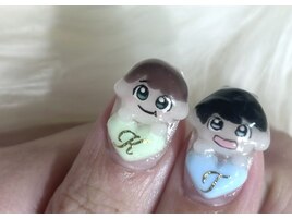 イニシャル付き3D推しネイル