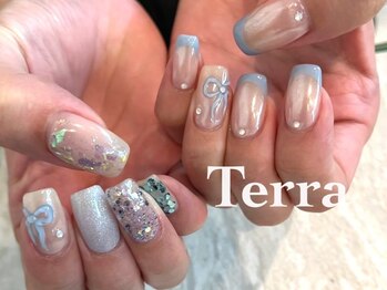 ネイルサロン テラブルー 渋谷店(Terra Blue)/リボン　フレンチ