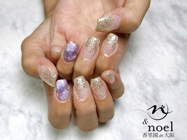 ラメ×フラワーネイル