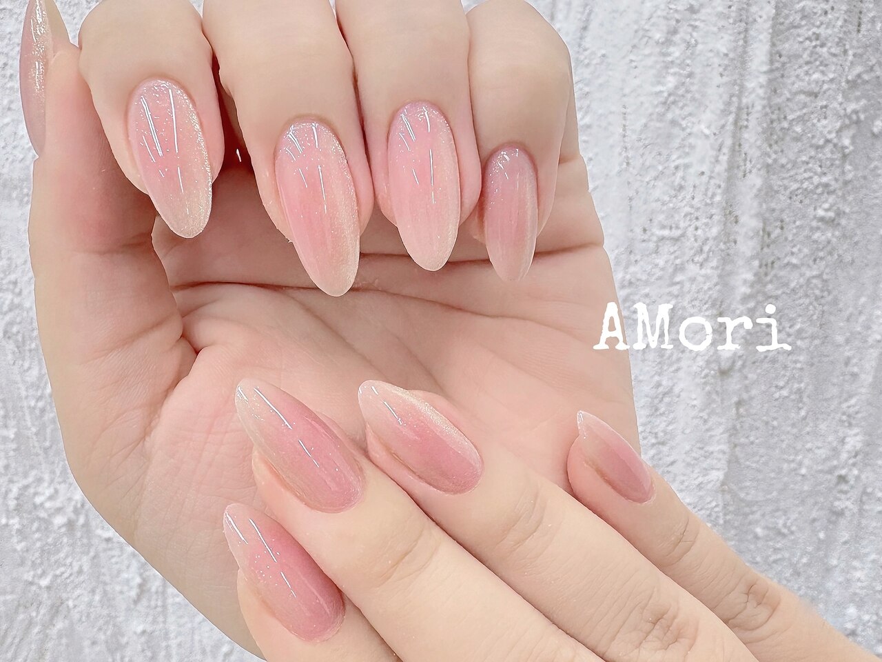 ニュアンスネイル 桃 マーブル ぷっくり 春 ネイルチップ ハンドメイド