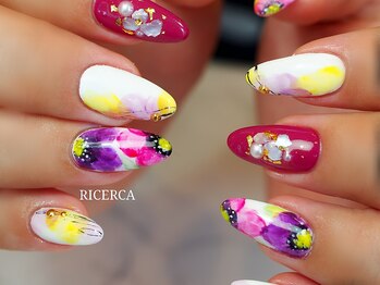 リチェルカ(RICERCA)/にじみお花柄ネイル