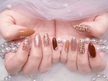 エミリオネイル(EMILIO NAIL)の雰囲気（秋ネイルツイード風の質感を取り入れたアースカラーのデザイン）