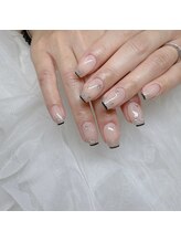 エミーネイル(Amie NAIL)/人気デザインラメグラ×黒フレ