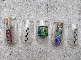 異素材カラフルラインネイル