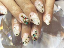 ラリュールネイル(L'Allure nail)/白クリスマスネイル￥9200