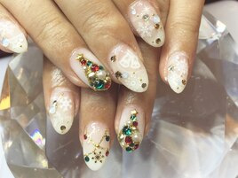 白クリスマスネイル￥9200