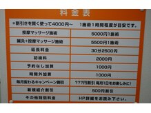 按摩仙人/料金表