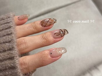 ココネイル 吉祥寺(coco.nail)/チェック　秋　リボン　キラキラ