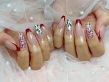 プティ アイビューティ 京橋店(peTiT eyebeauty)/ボルドー　ツイードネイル