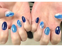 ネイルサロンアンドスクール ミュー(Nail Salon & school mieux)/ネイビーもやもやネイル