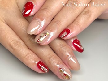 ライズ 本町店(Raize)/ボルドー/シェルネイル/ベージュ