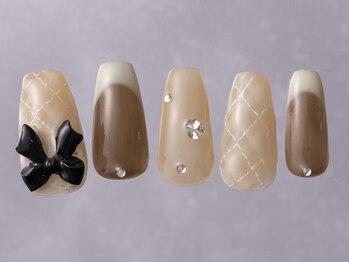 ジェミーネイル シンジュク(Jemiy nail shinjuku)/フレンチチェック茶色¥9480