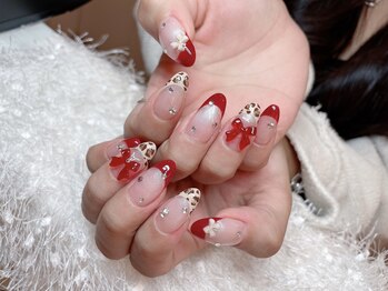 レアネイル 新宿(le'a nail)/ヒョウ柄フレンチネイル