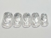 ネイルメゾン 渋谷店(NAIL MAISON)/クリアシルバーぷっくり￥5500