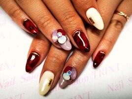 赤べっ甲★ビジューネイル
