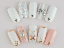 ライトネイルズ イバラキ(light nails IBARAKI)/ビジュー風ストーンアートネイル