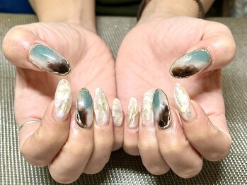 アンドミーネイル 蒲田(&me.nail)/天然石風 ニュアンス ミラー