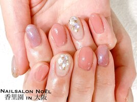 ピンク×シェルネイル