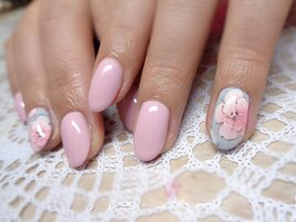 手書きジェルフラワーネイル♪
