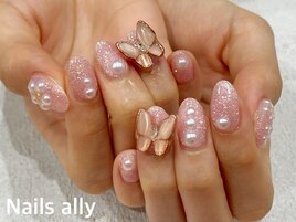 バタフライネイル×フラワー×秋