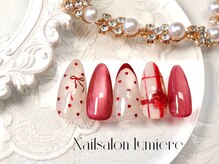 リュミエール(Lumiere)/ハートリボンレッドネイル