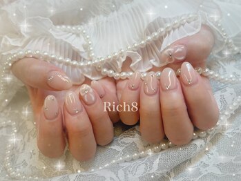 ネイルアンドまつげエクステ リッチエイト 原宿店(Rich8)/ぷっくりリボンシンプルネイル