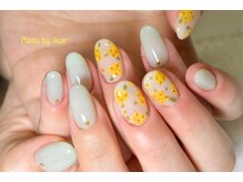 リアン 大宮(Rian)/ミモザネイル/くすみグリーン