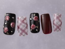 ジェミーネイル シンジュク(Jemiy nail shinjuku)/手描きバラチェック￥9480