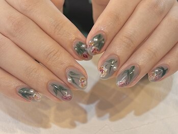 アイネイルズ 梅田店(I nails)/Airi限定手書きフラワーネイル