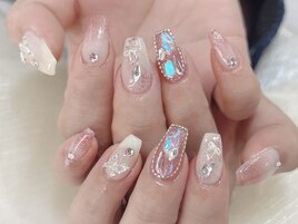 うる艶オーロラ埋め尽くしネイル