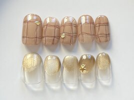チェック×マグちぐはぐネイル