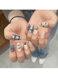 リボン&チェックネイル☆