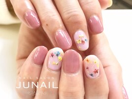 押し花風×くすみピンク