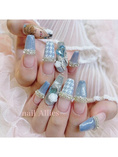 オーダー】ネイルチップハートリボンワンホン推しネイルニュアンスno  