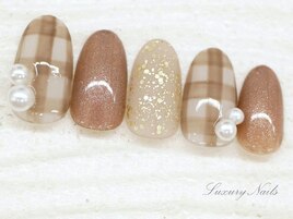 チェック＊パールNail