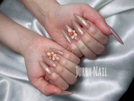 ロングネイル　エンボスアート